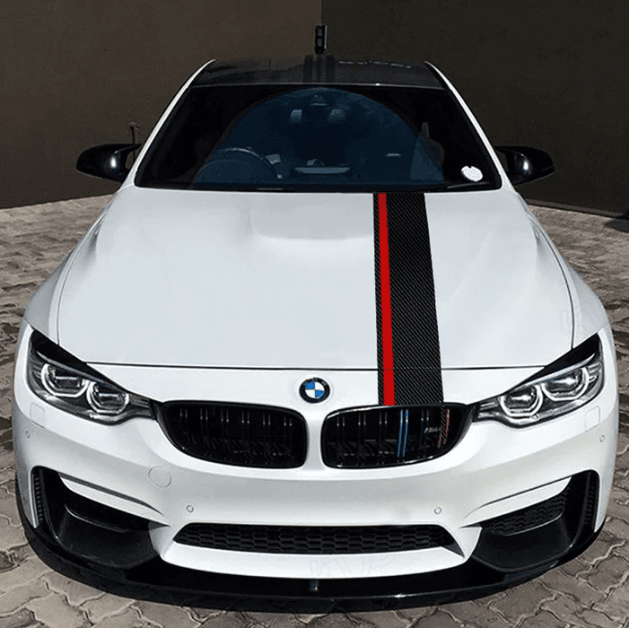 Sticker autoadeziv Tuning Rally Stripe Carbon 3D Negru/Rosu — imagine 4