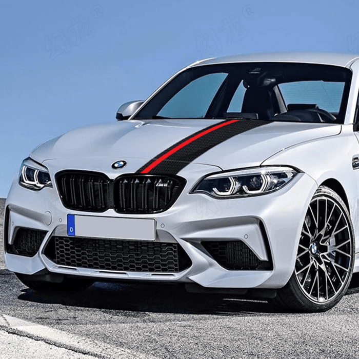 Sticker autoadeziv Tuning Rally Stripe Carbon 3D Negru/Rosu — imagine 5