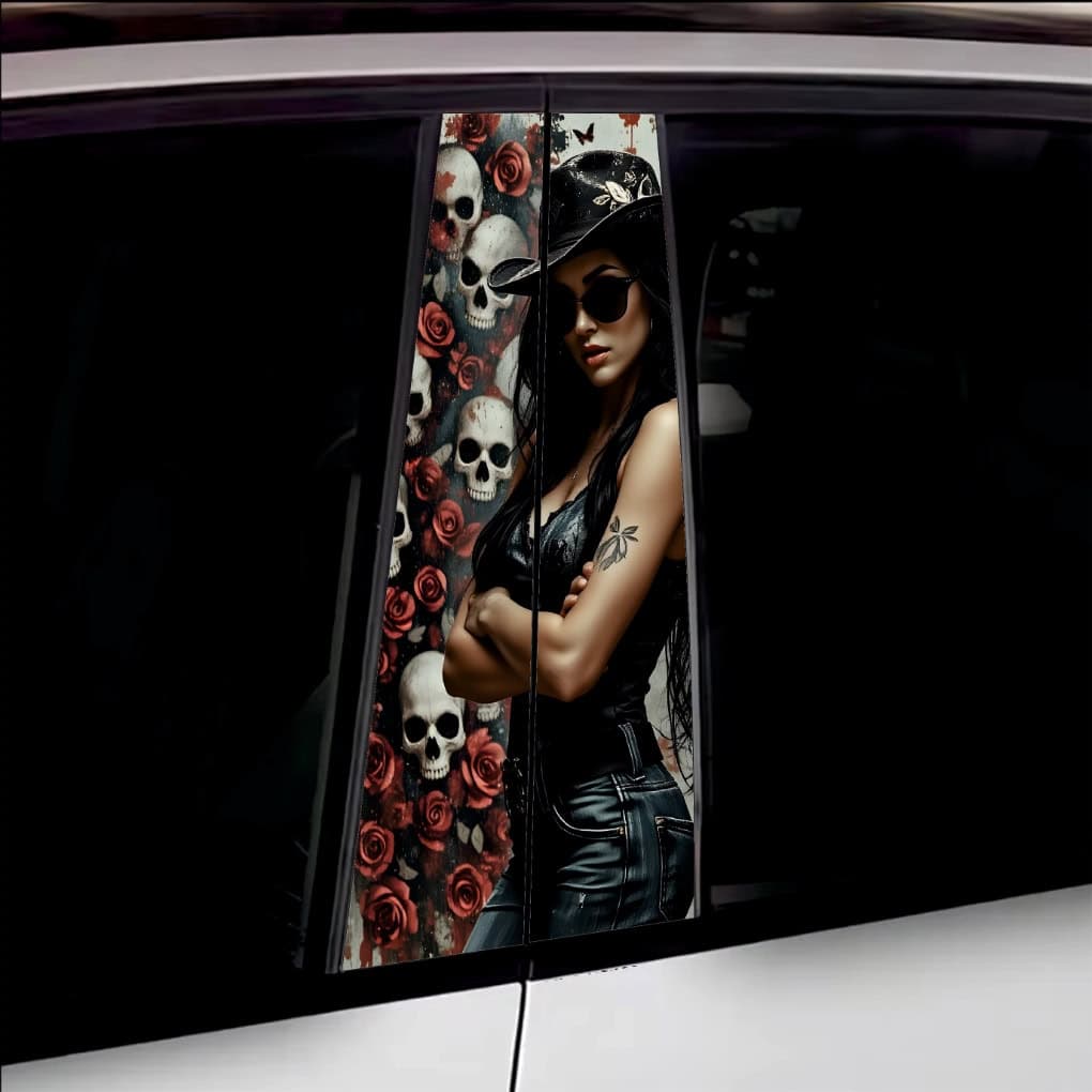 Set 2 stickere decorative pentru stalpii usilor, print autoadeziv de inalta rezolutie — imagine 1