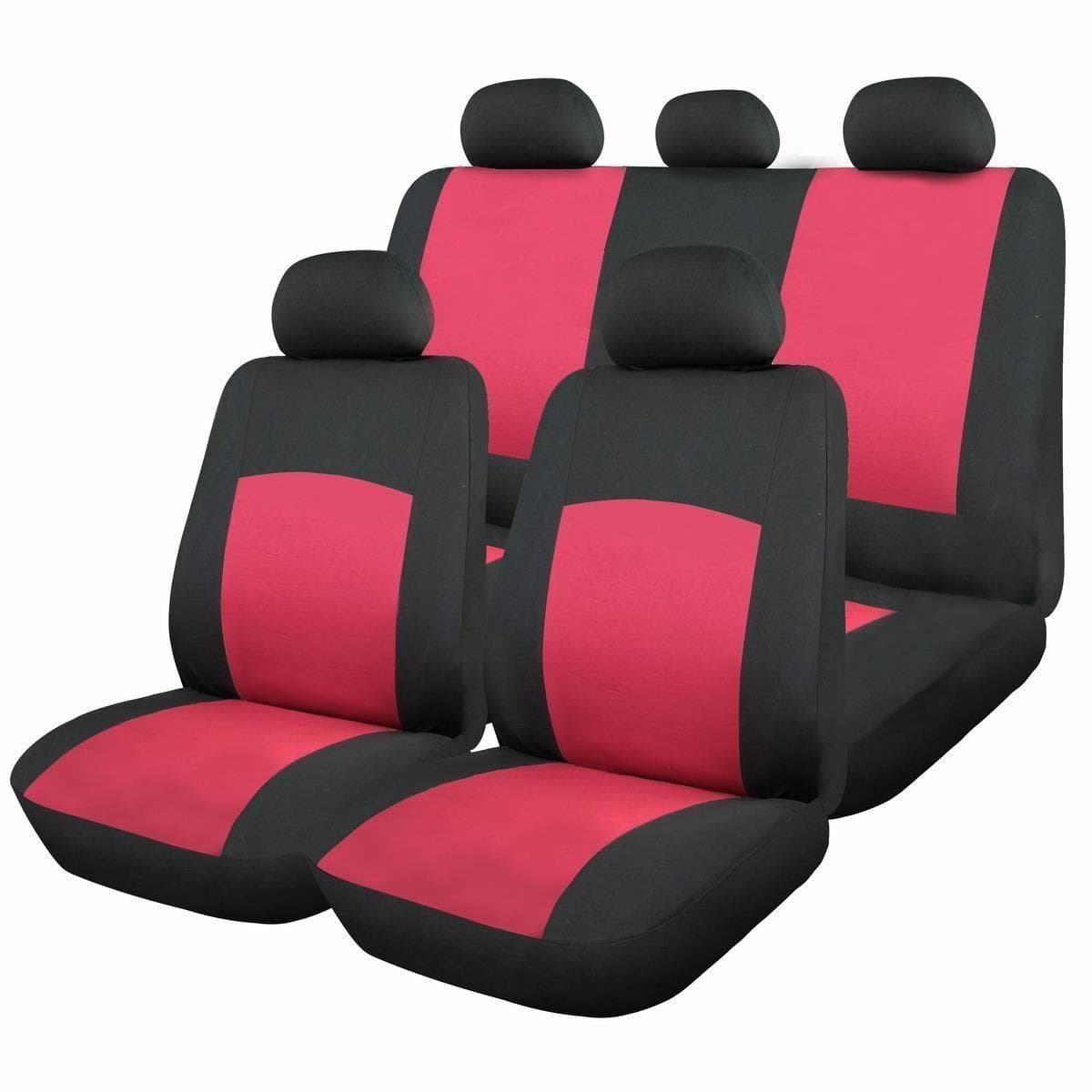 Huse Scaun Auto 9 piese universale rosu-negru — imagine 1