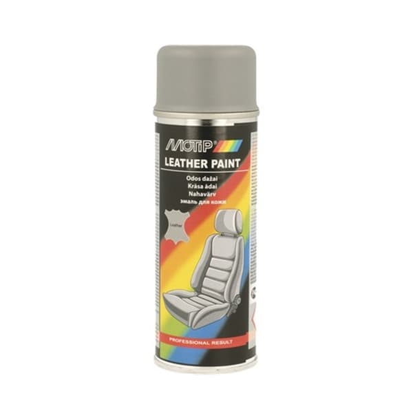 Spray vopsea MOTIP pentru reconditionare tapiterie din piele, 200 ml, Gri — imagine 1