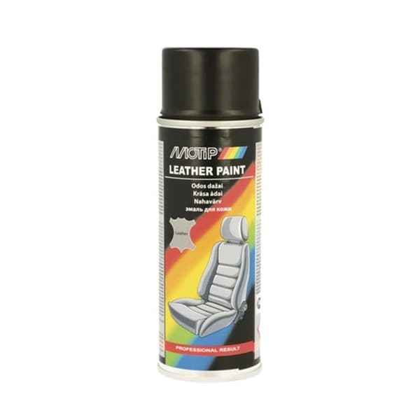Spray vopsea MOTIP pentru reconditionare tapiterie din piele, 200 ml, Negru — imagine 1