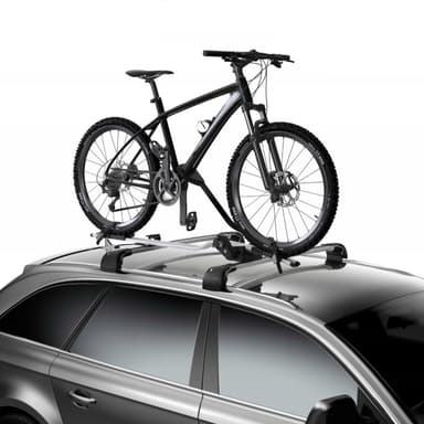 Suport auto bicicleta vertical pe bare transversale