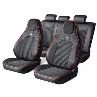 Set huse scaune auto BLAZE Torque, piele ecologica, negru/rosu