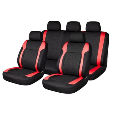 Set huse scaune auto Premium Diamond Racer, Negru/Rosu