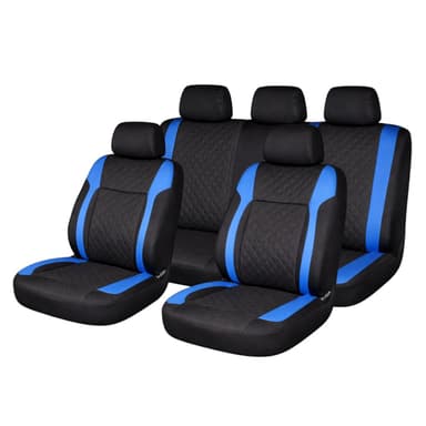 Set huse scaune auto Premium Diamond Drive, Piele Ecologica, Negru/Albastru