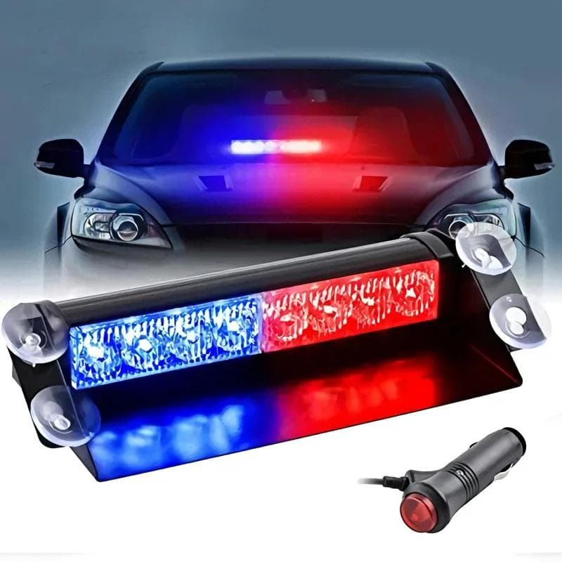 Lampa stroboscopica pentru parbriz 12V 8W Rosu-Albastru — imagine 1