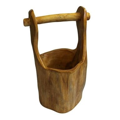 Recipient din lemn de tec în formă de găleată, aproximativ 28cm