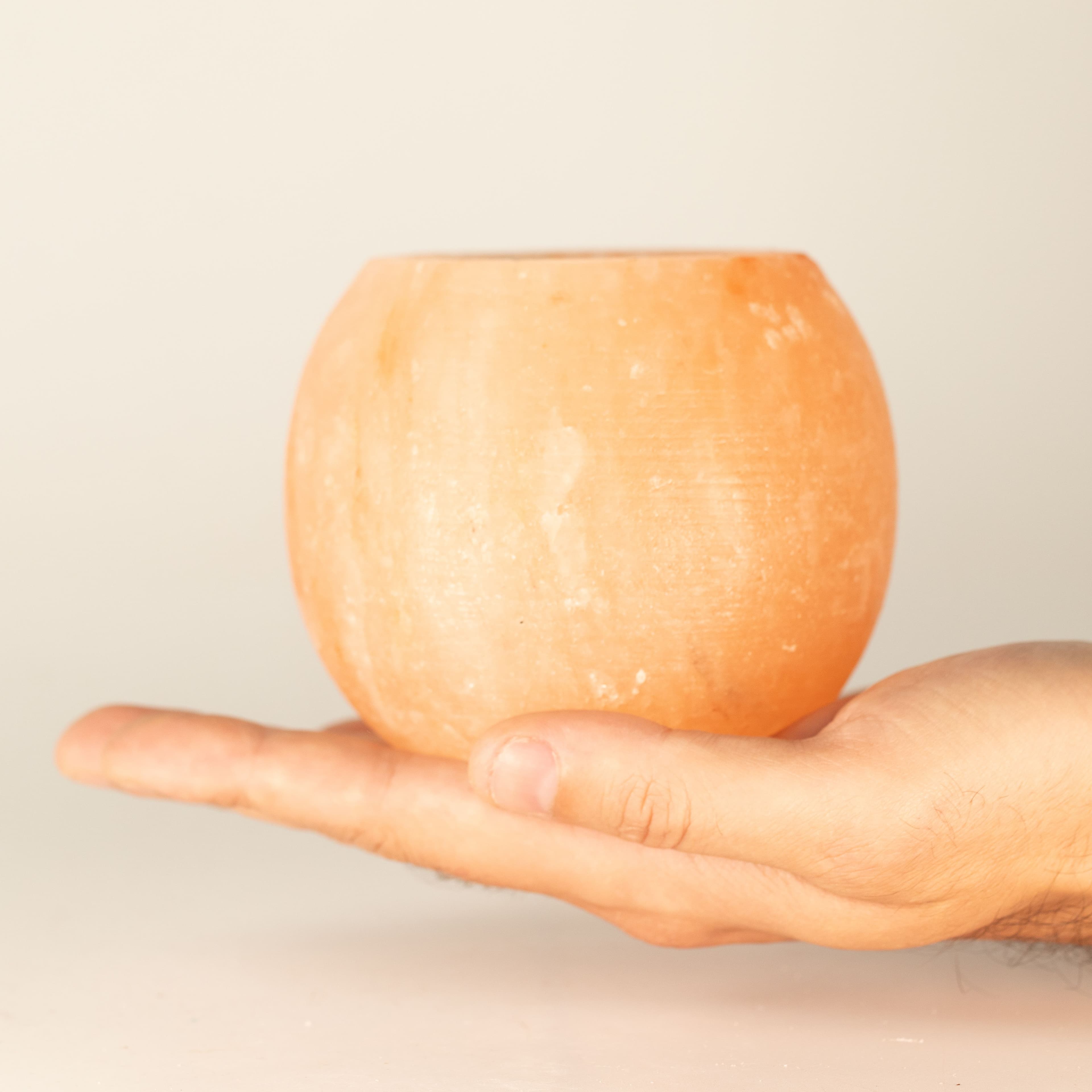 Suport rotund pentru lumânare, sare de Himalaya — imagine 1