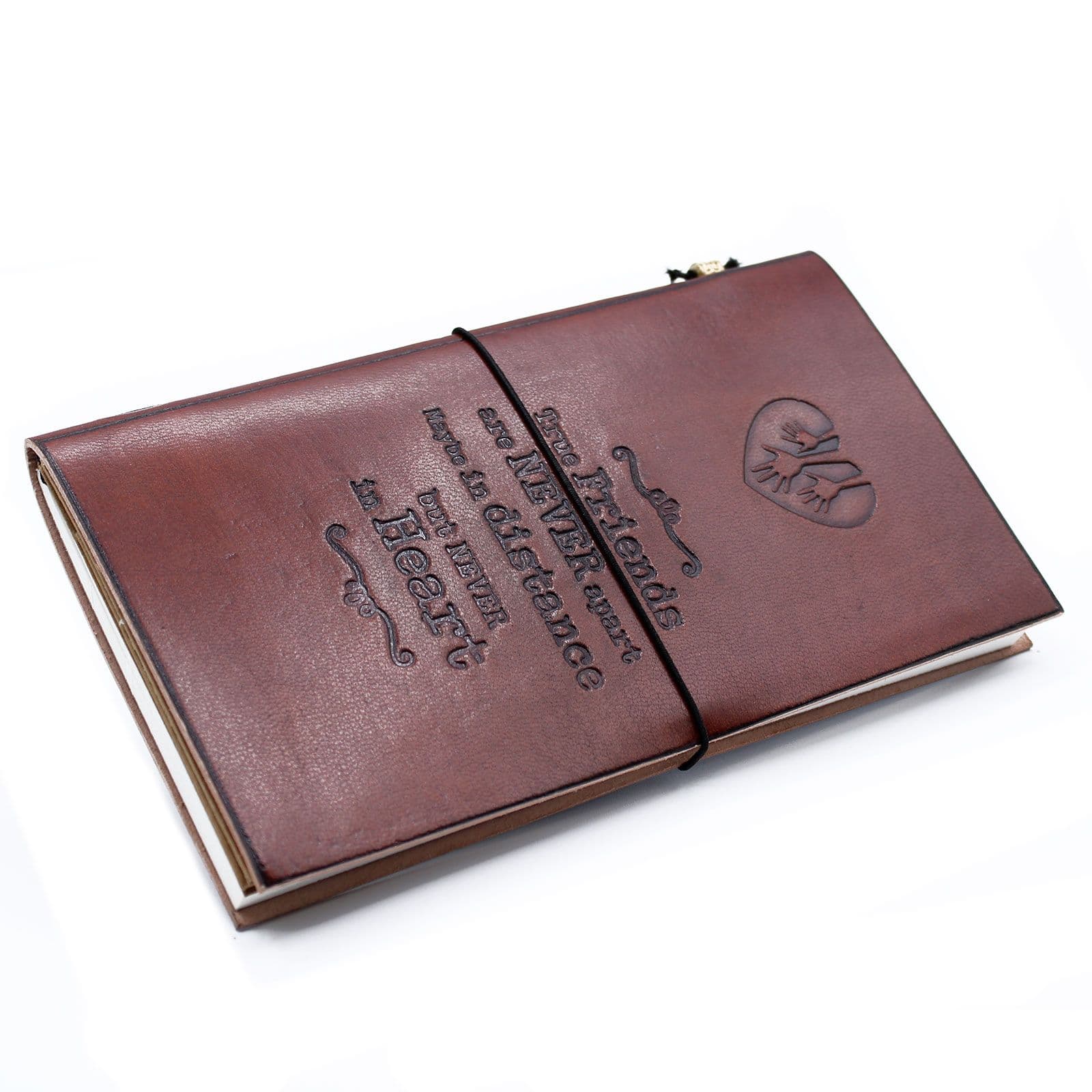 Jurnal din piele realizat manual - True Friends - Maro (80 de pagini) — imagine 1