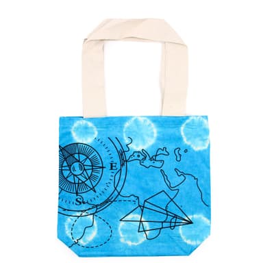 Sac Cotton Tye-Dye cu model Compass, culoare Albastru, cu manec natural