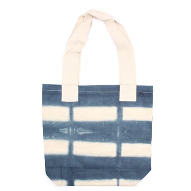 Sac in bumbac natural Tie-Dye Grey Blocks