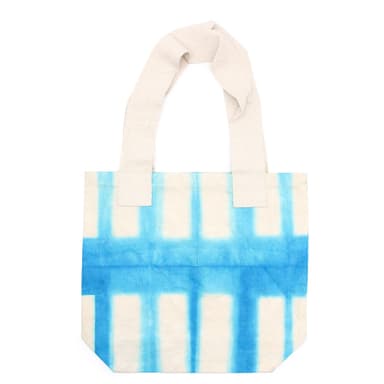 Genuta din bumbac cu tip tie-dye (8oz) - Sky Blue Blocks - Natural Handle