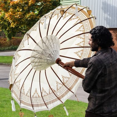 Parasol Patio Bali Canvas Natural Decor 1.5m