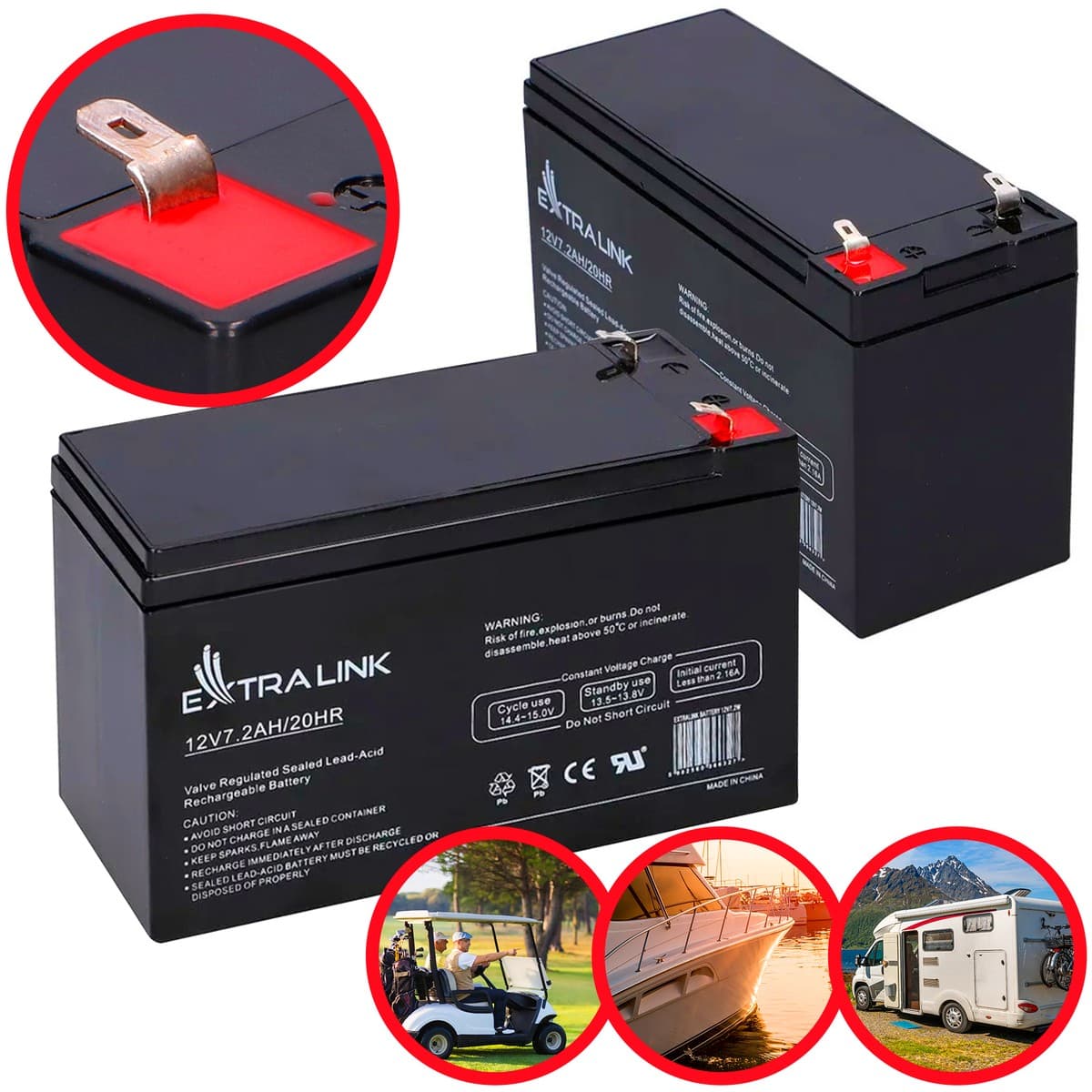 Baterie Extralink AGM 12V 7.2Ah 7Ah, Fără întreținere — imagine 1