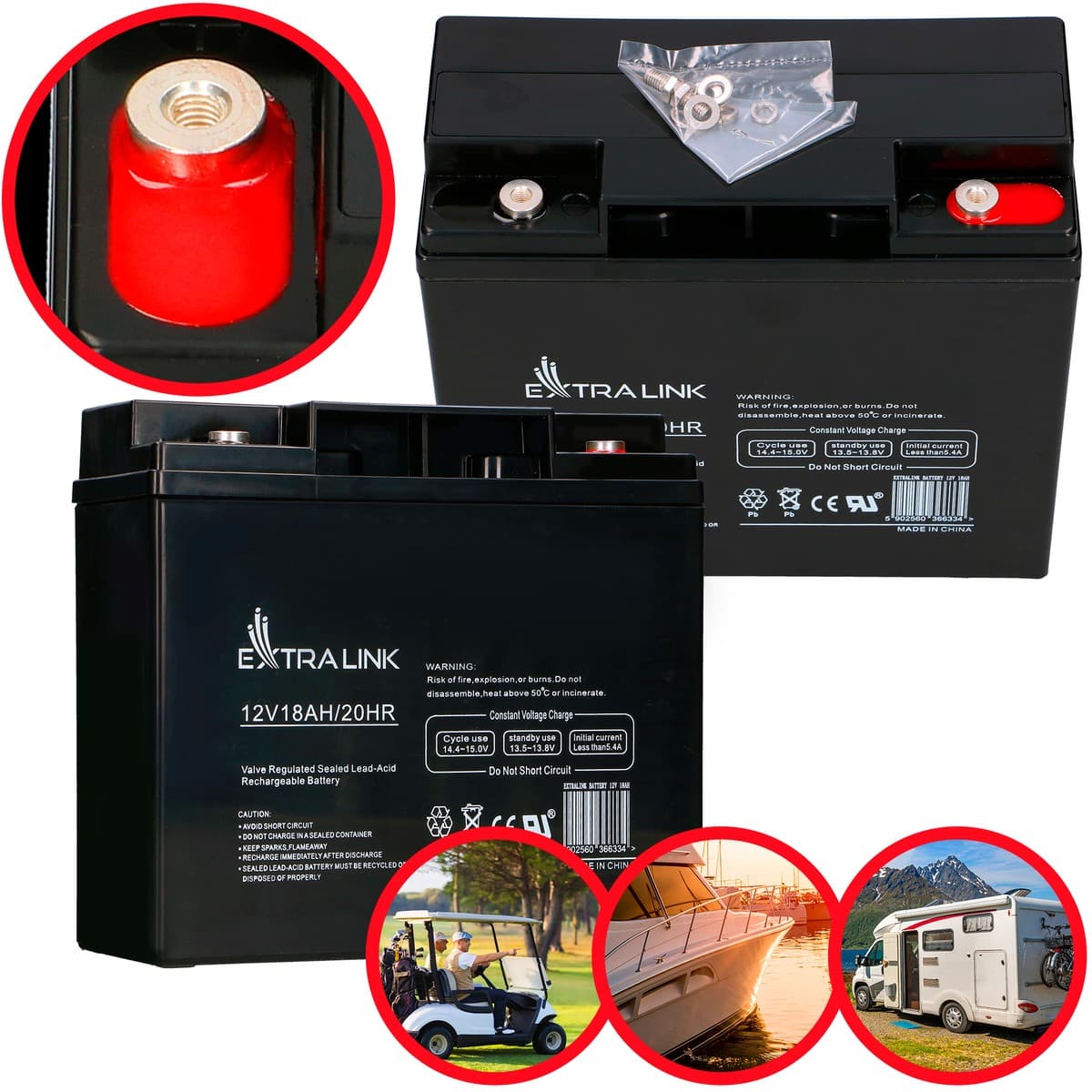 Baterie Extralink AGM 12V 18Ah fără întreținere — imagine 1