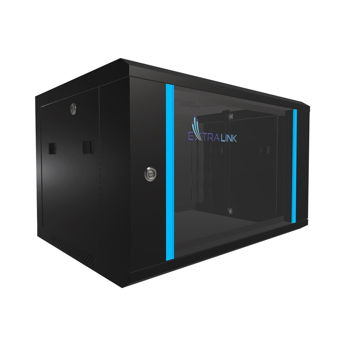 Cabinet Rack Montat pe Perete Extralink 6U 600x450 Negru — imagine 1
