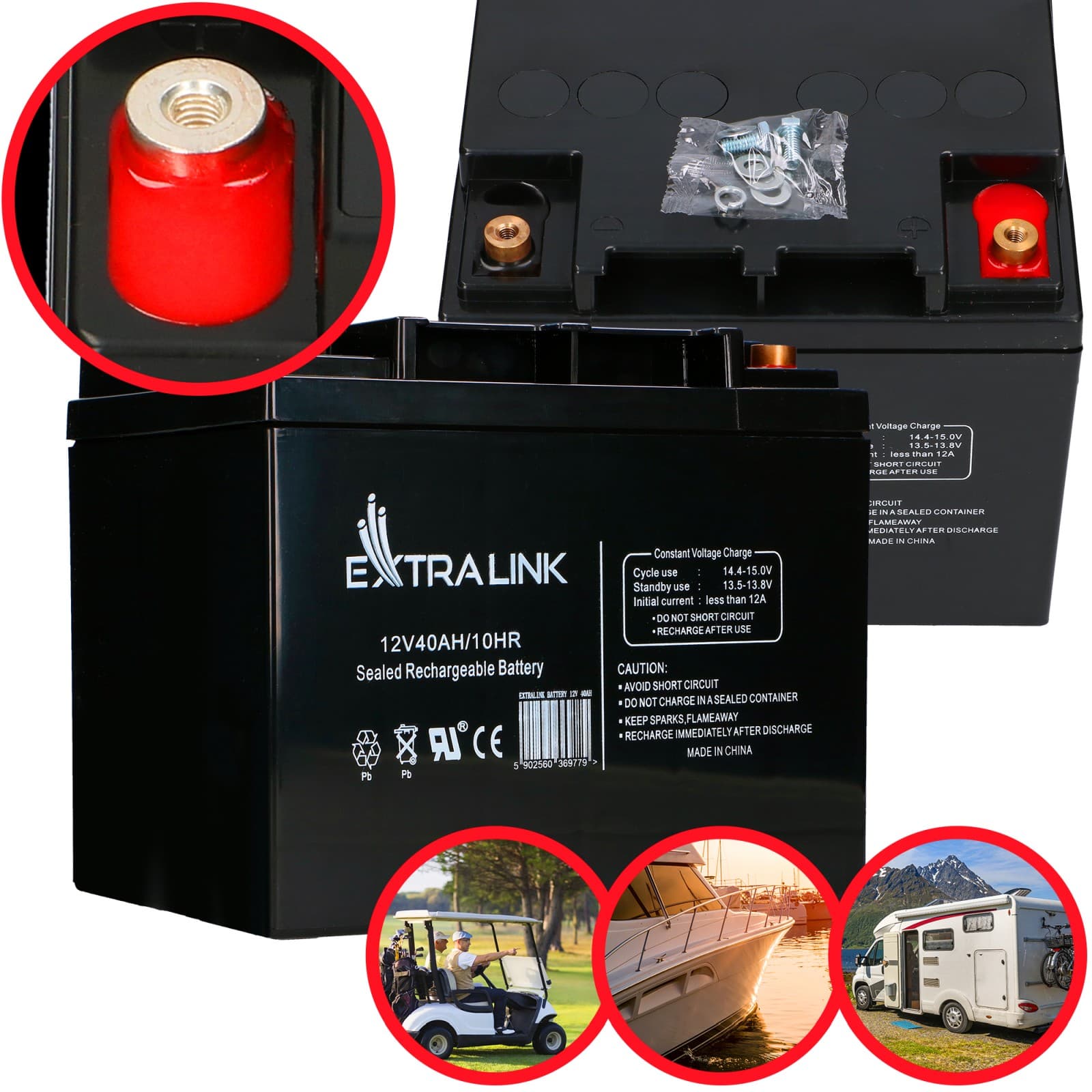 Baterie Extralink AGM 12V 40Ah fără întreținere — imagine 1