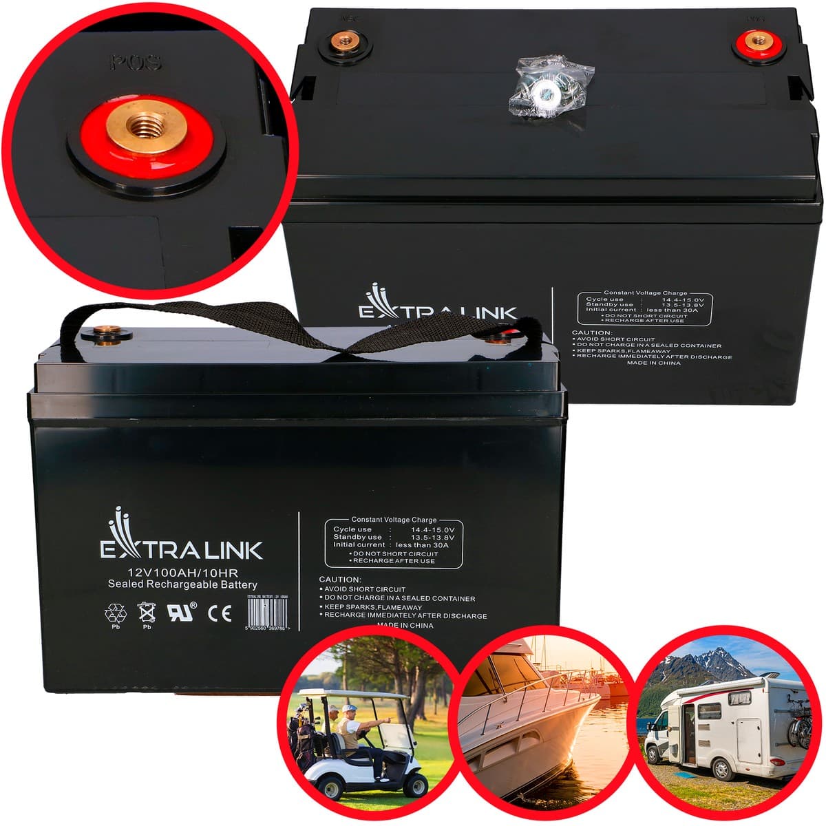 Baterie Extralink AGM 12V 100Ah, fără întreținere — imagine 1