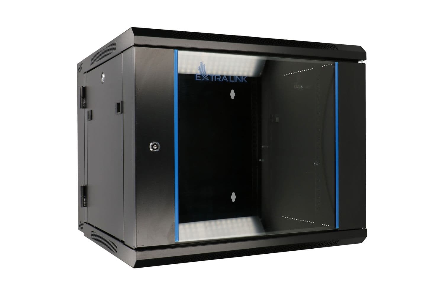 Cabinet rack Extralink 12U 600x600 AZH Black, montat pe perete, cu două secțiuni — imagine 1