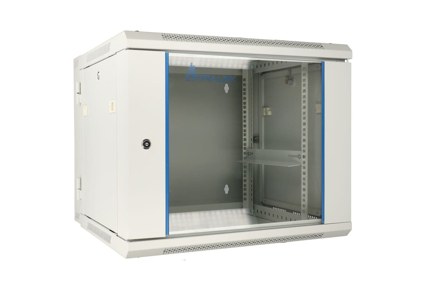 Cabinet Rack Montat pe Perete Extralink 12U 600x600 Gri, cu Două Secțiuni — imagine 1