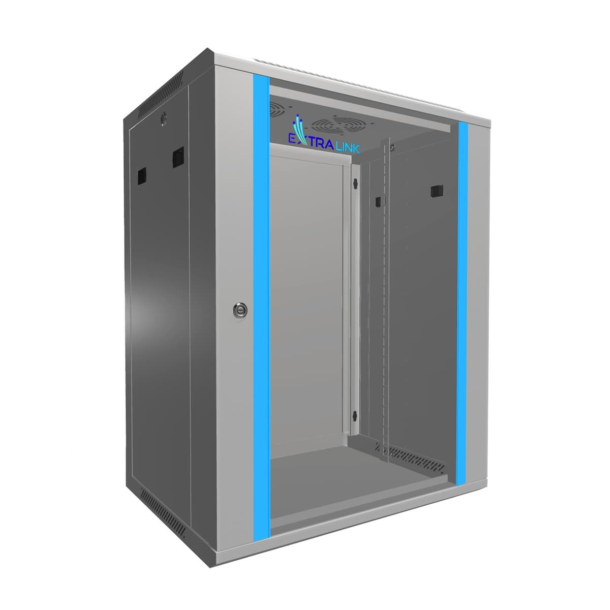 Cabinet rack Extralink 15U 600x450 Gri, montat pe perete — imagine 1