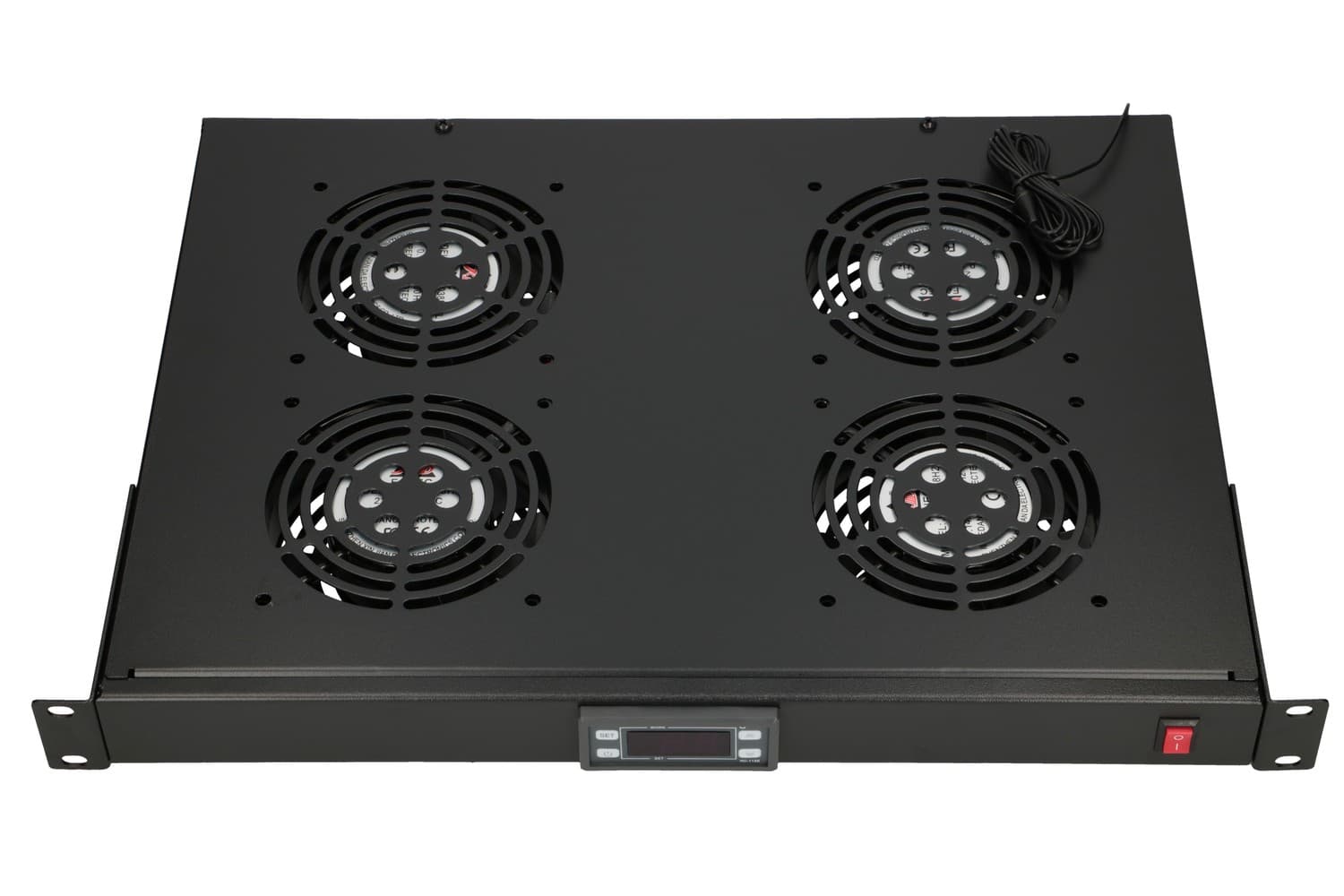 Panou de Ventilatoare Extralink, 19", 4 Ventilatoare, pentru Cabinete Rack, cu Termostat — imagine 1