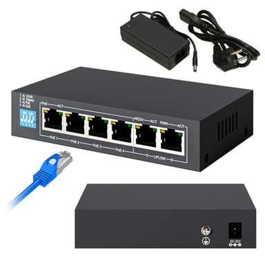 Switch PoE Extralink EUROS V2 6 port 4x 100Mb/s PoE/PoE+ 2x RJ45 Uplink 100Mb/s 60W