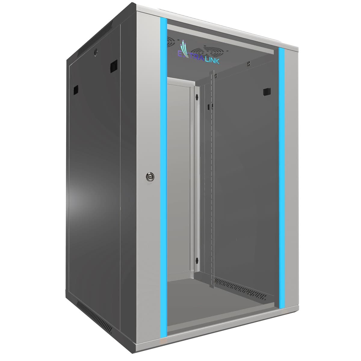 Cabinet Rack Extralink 18U Montat pe Perete 600x600 Gri — imagine 1