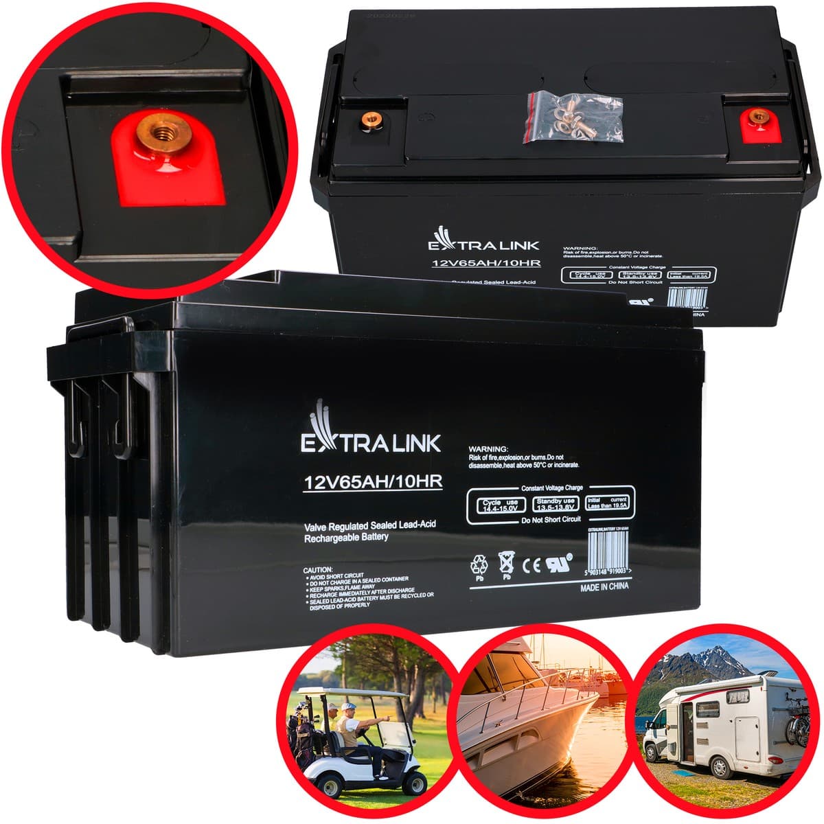 Baterie Extralink AGM 12V 65Ah, Fără întreținere — imagine 1