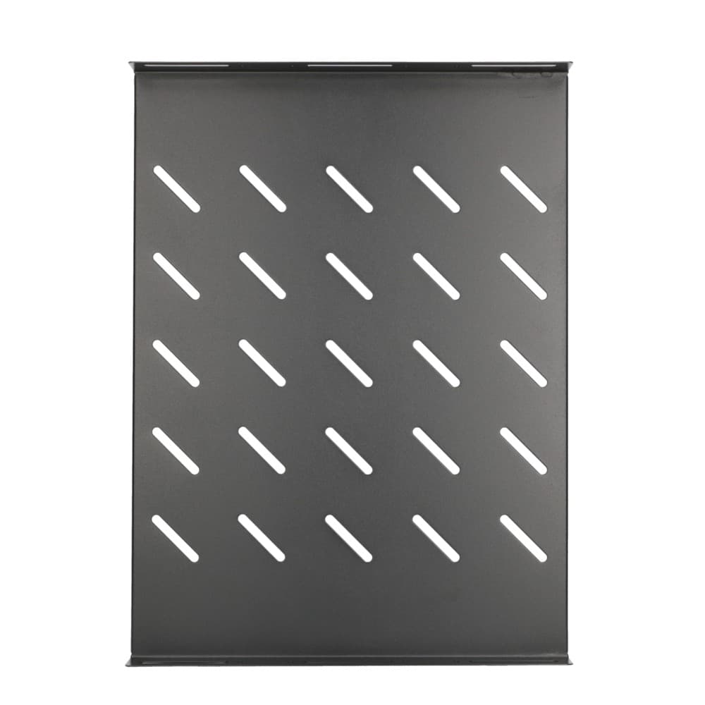 Extralink Raft Negru 1U 350mm, 19", 490x360mm, Montat cu Punct pentru Rack-uri de 600mm de Adâncime — imagine 1