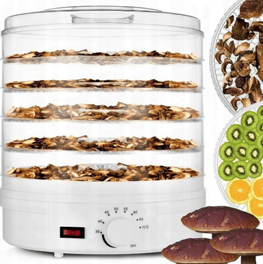 Suszarca Extralink pentru fructe, legume si zioile, 500W, 5 locuri, 27cm, Alb