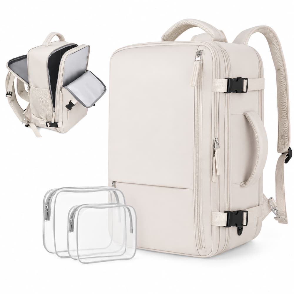 Black Forest KM03 Beige, rucsac de călătorie pentru bagaj de mână, 40x20x30 cm + 2 x genți de toaletă — imagine 1
