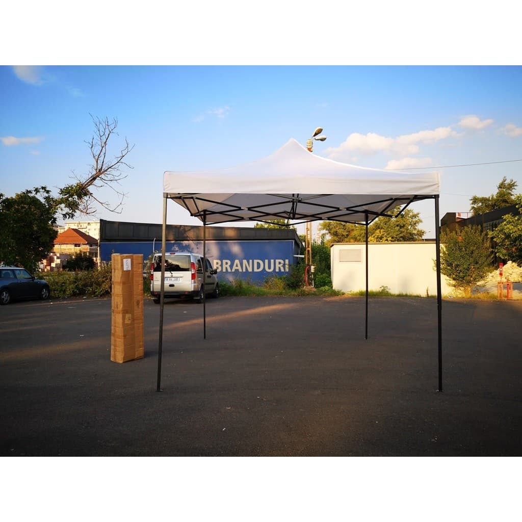 Cort Pavilion Flippy 3x3m Alb Pliabil Cadru Metal — imagine 1