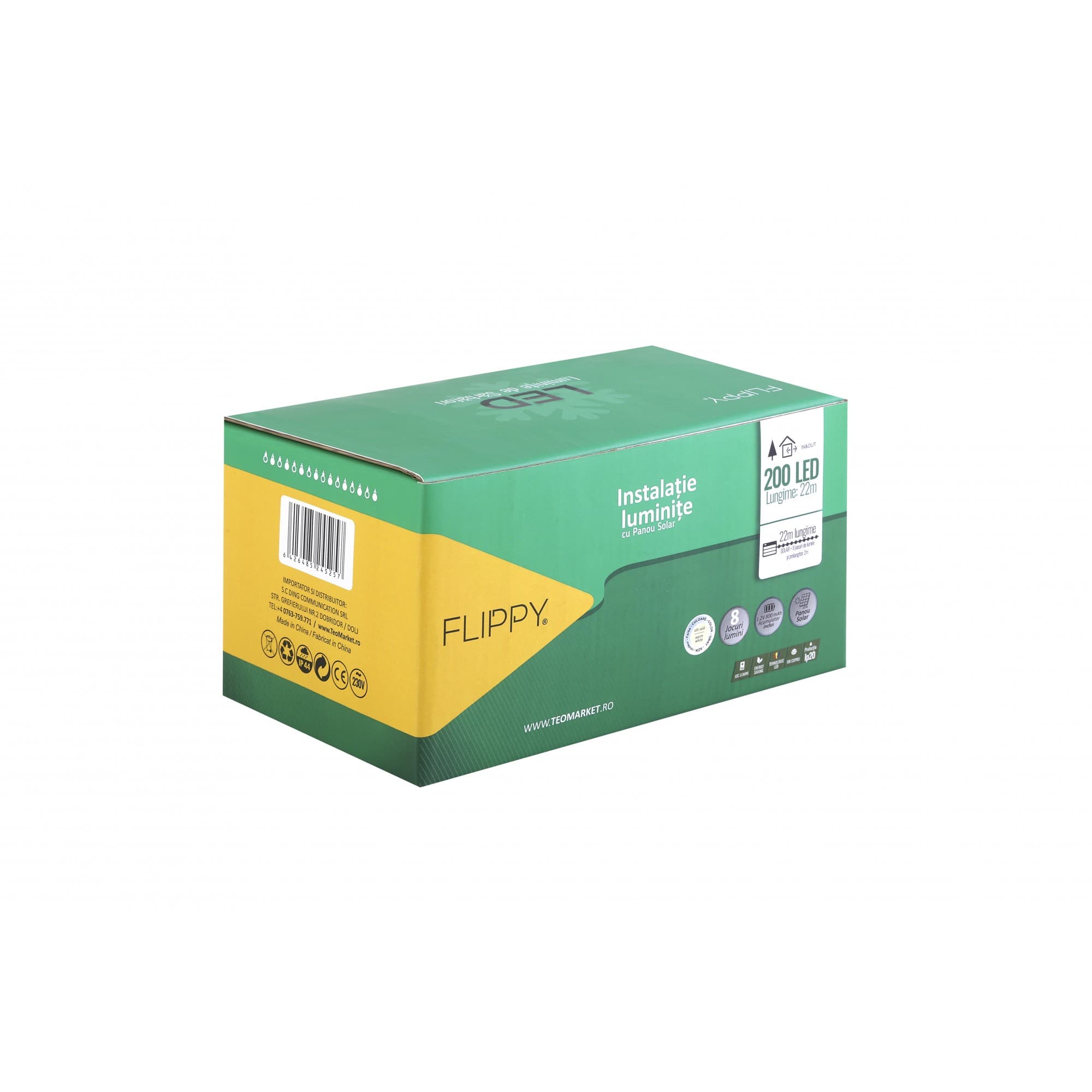 Ghirlanda luminoasa Craciun, 22 metri, 200 LED, Alb cald, cu energie solara — imagine 5