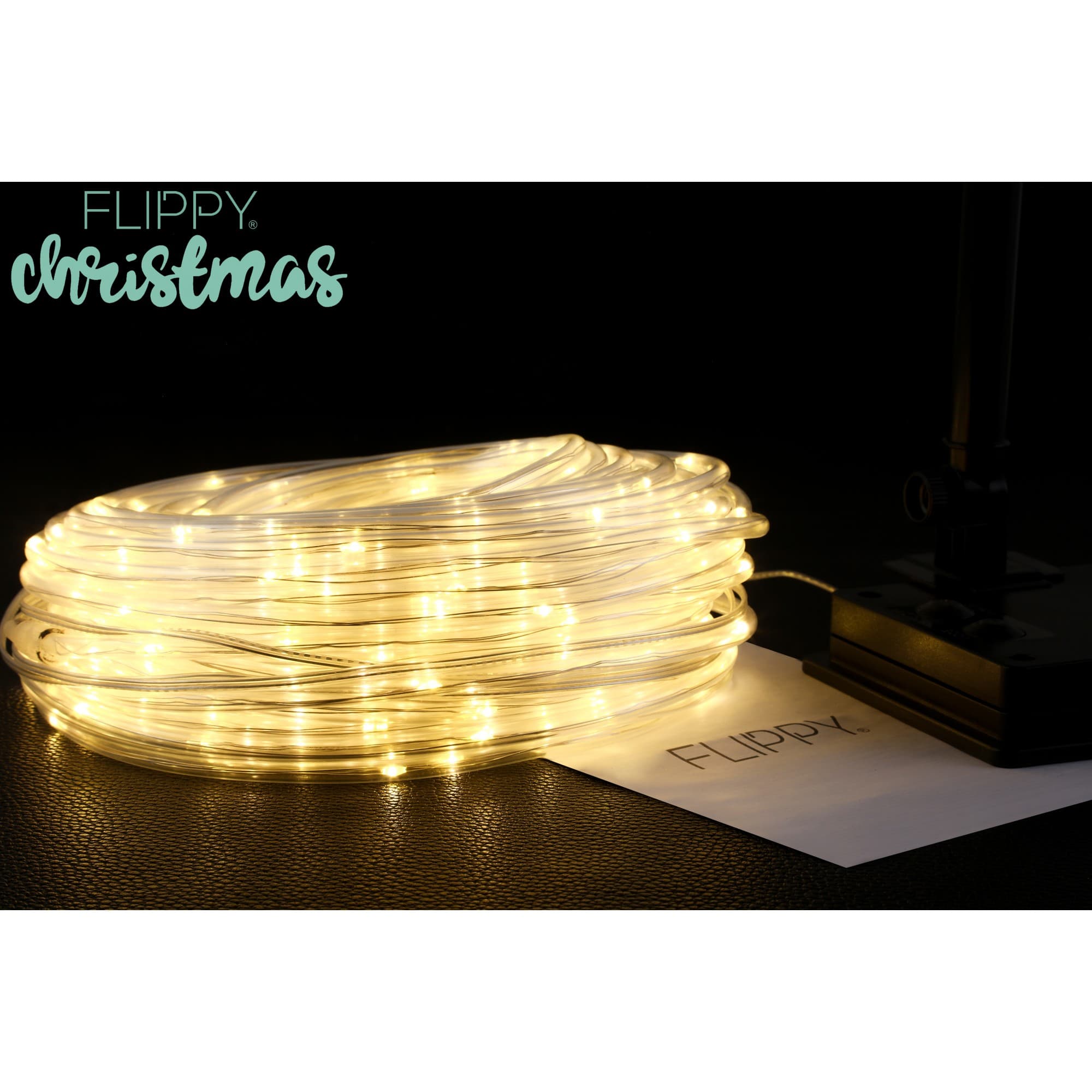 Instalatie luminoasa de Craciun tip furtun luminos 300 LED alb cald Flippy — imagine 2