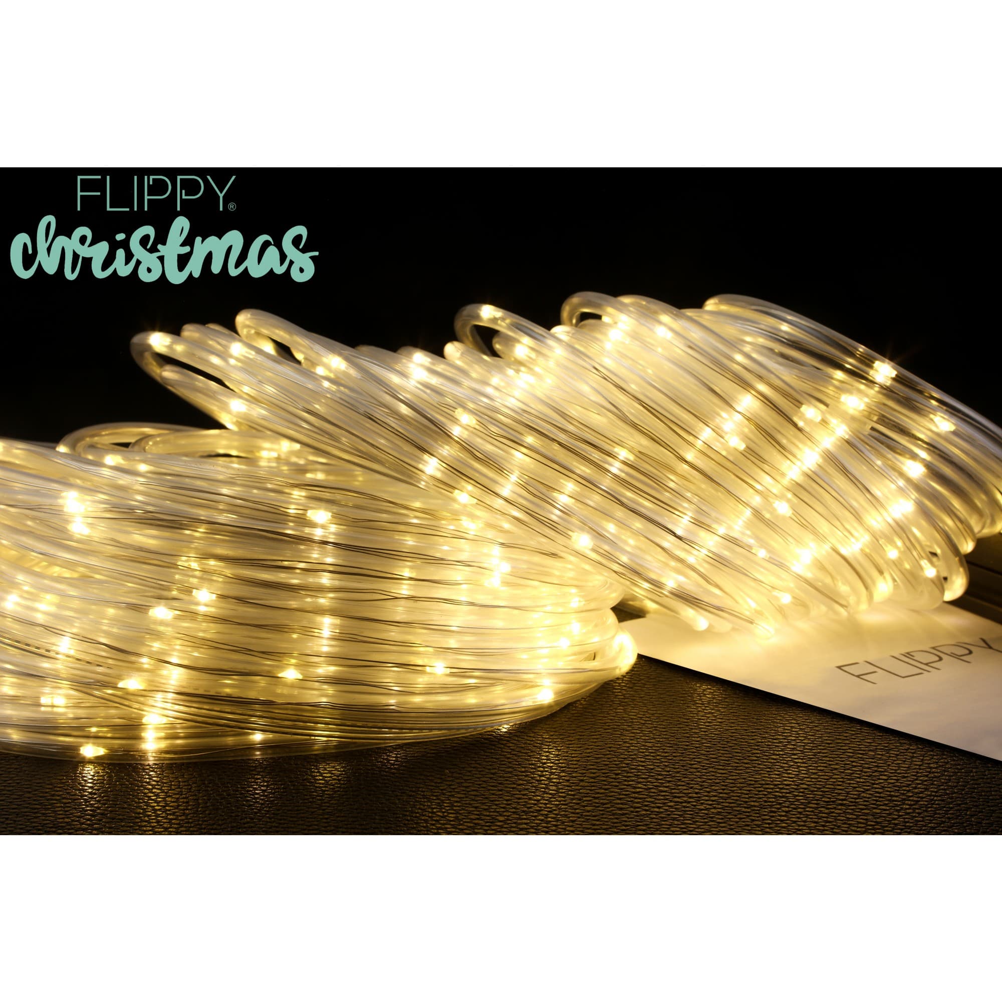 Instalatie luminoasa de Craciun tip furtun luminos 300 LED alb cald Flippy — imagine 3