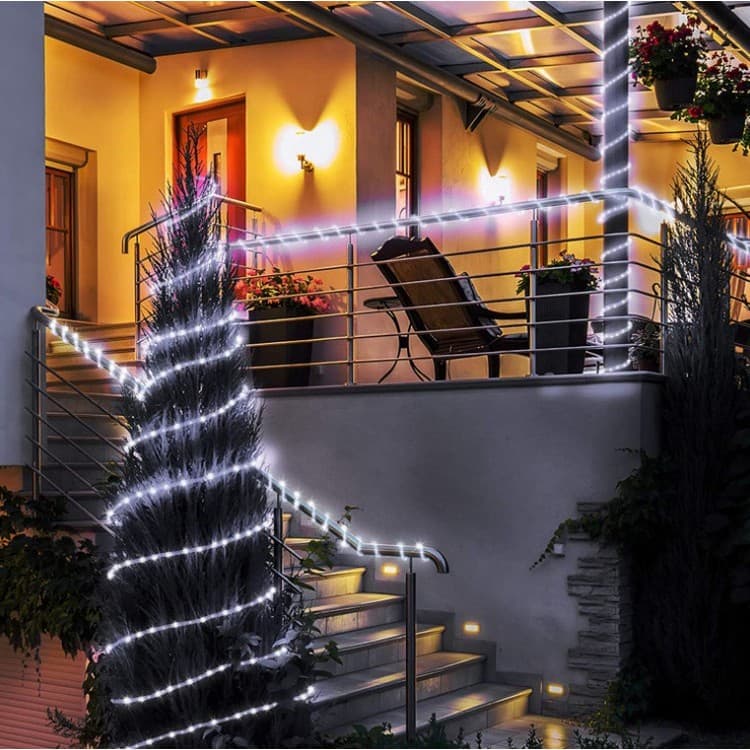 Instalatie luminoasa de Craciun tip furtun luminos, 300 LED-uri, 32 metri lungime, 8 programe, alb rece, Flippy — imagine 1