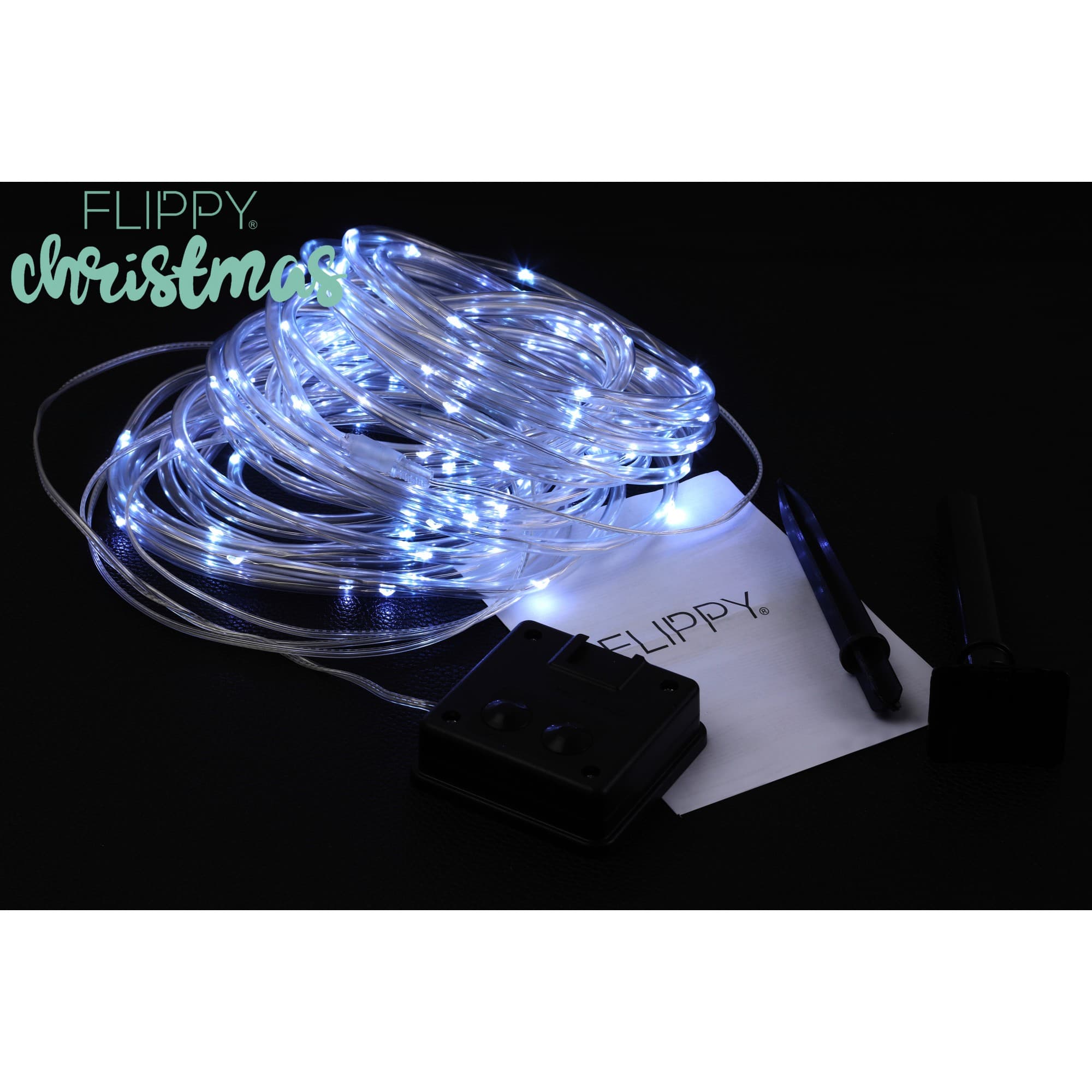 Instalatie luminoasa de Craciun tip furtun luminos, 300 LED-uri, 32 metri lungime, 8 programe, alb rece, Flippy — imagine 3