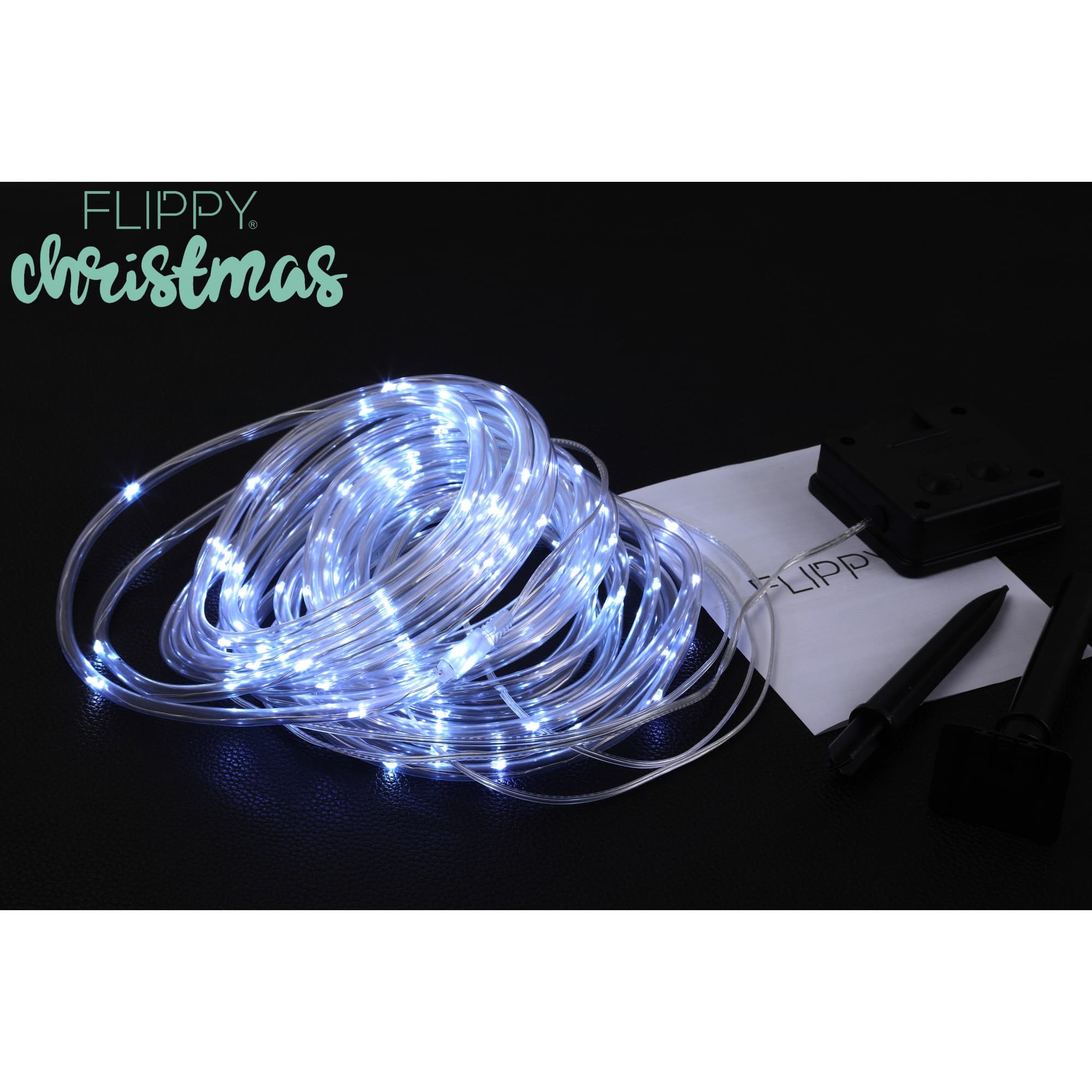 Instalatie luminoasa de Craciun tip furtun luminos, 300 LED-uri, 32 metri lungime, 8 programe, alb rece, Flippy — imagine 4