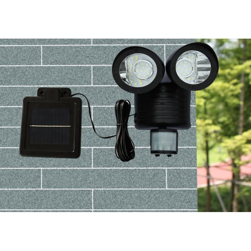 Lampa solara de decoratiune pentru gradina, Flippy, model felinar dublu cu senzor de miscare, alb rece — imagine 1