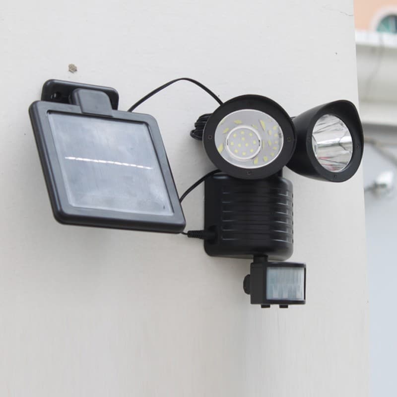 Lampa solara de decoratiune pentru gradina, Flippy, model felinar dublu cu senzor de miscare, alb rece — imagine 2