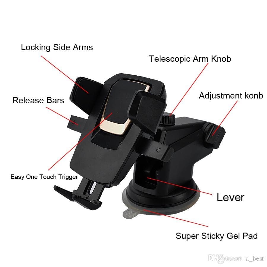 Suport auto pentru telefon Flippy Telescopic cu Ventuza Negru — imagine 3