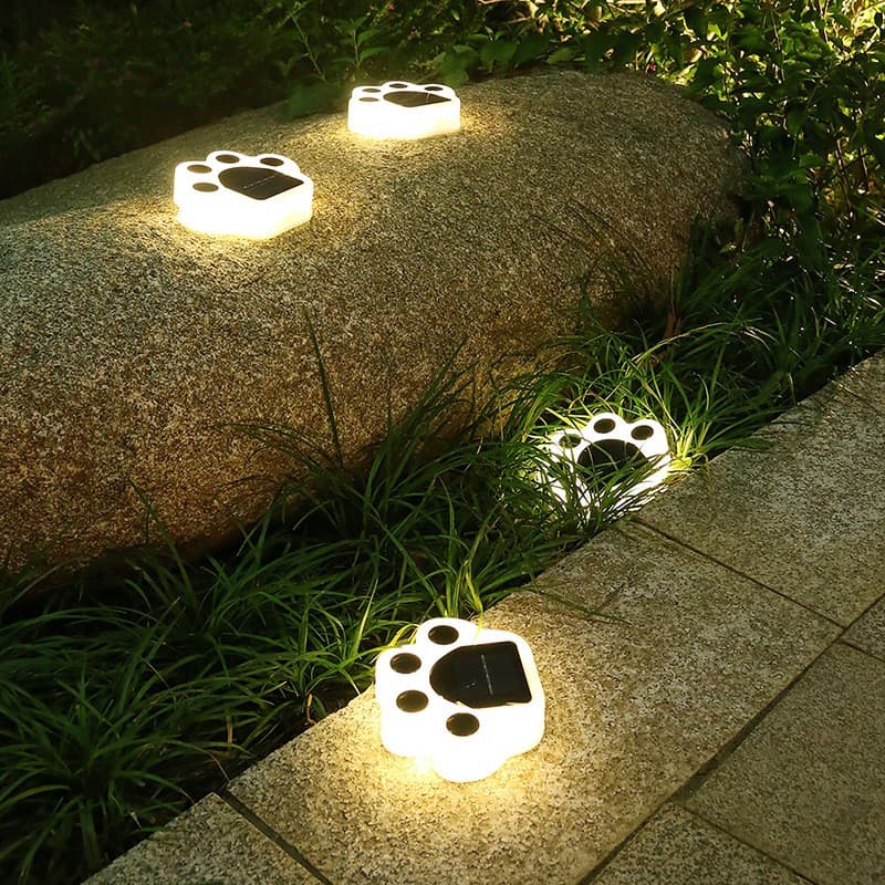 Set 4 Lampi Solare LED pentru Gradina, Flippy, Model Laba de Urs, Alb cald, Negru/Alb — imagine 1