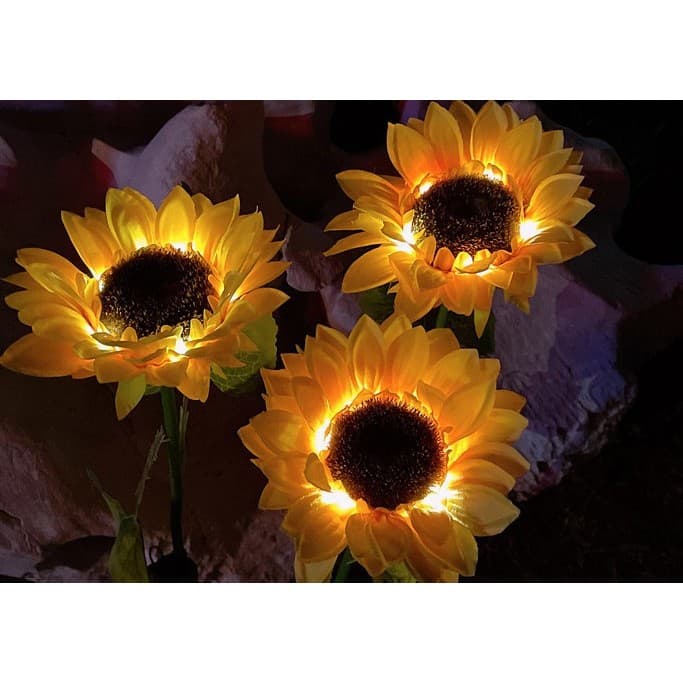 Lampa solara LED tip Floarea Soarelui cu 3 flori Flippy — imagine 2