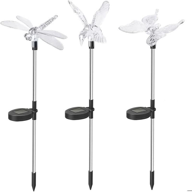 Set 3 Lampi Solare LED tip pasare-fluture-libelula Multicolor — imagine 1