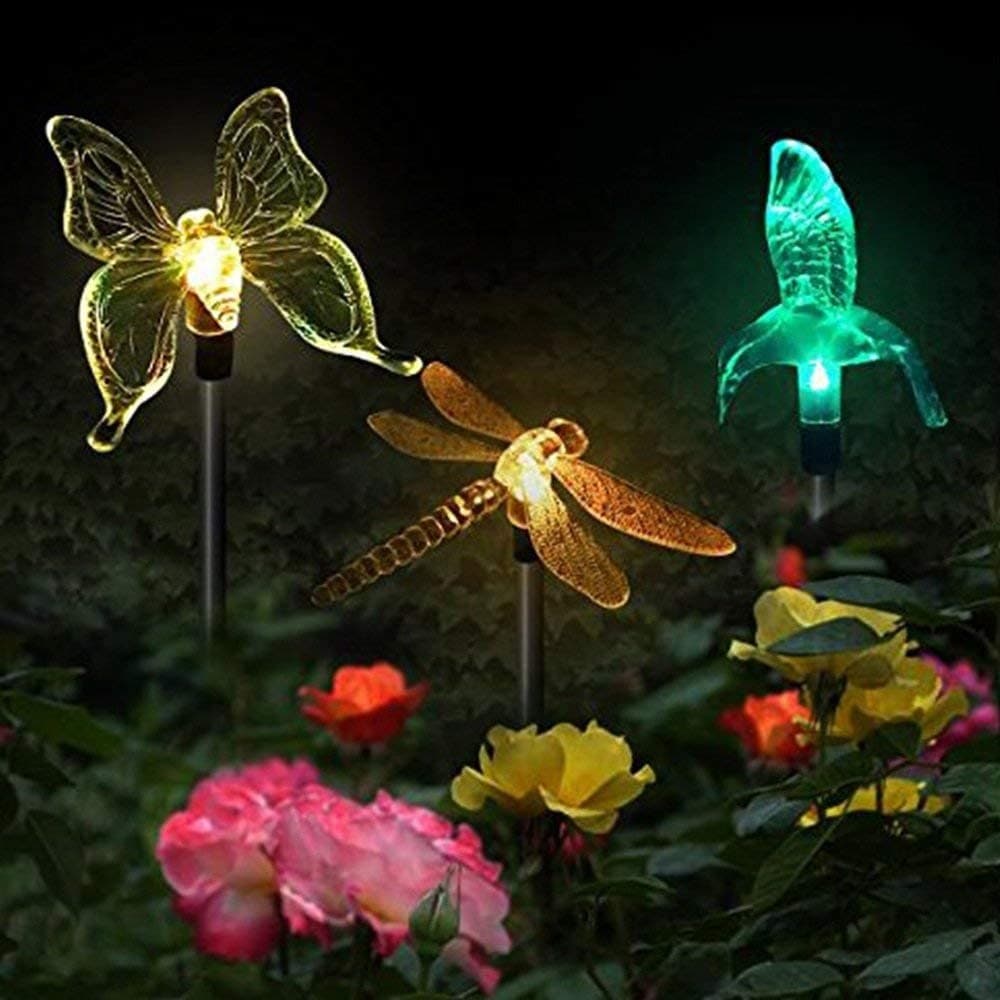 Set 3 Lampi Solare LED tip pasare-fluture-libelula Multicolor — imagine 3