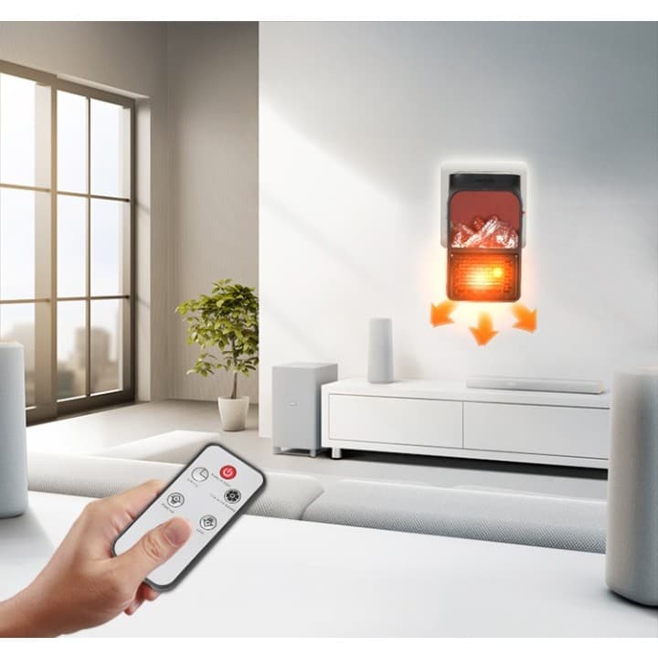 Aeroterma electrica portabila Flippy, 1000W, cu efect de semineu si telecomanda — imagine 3