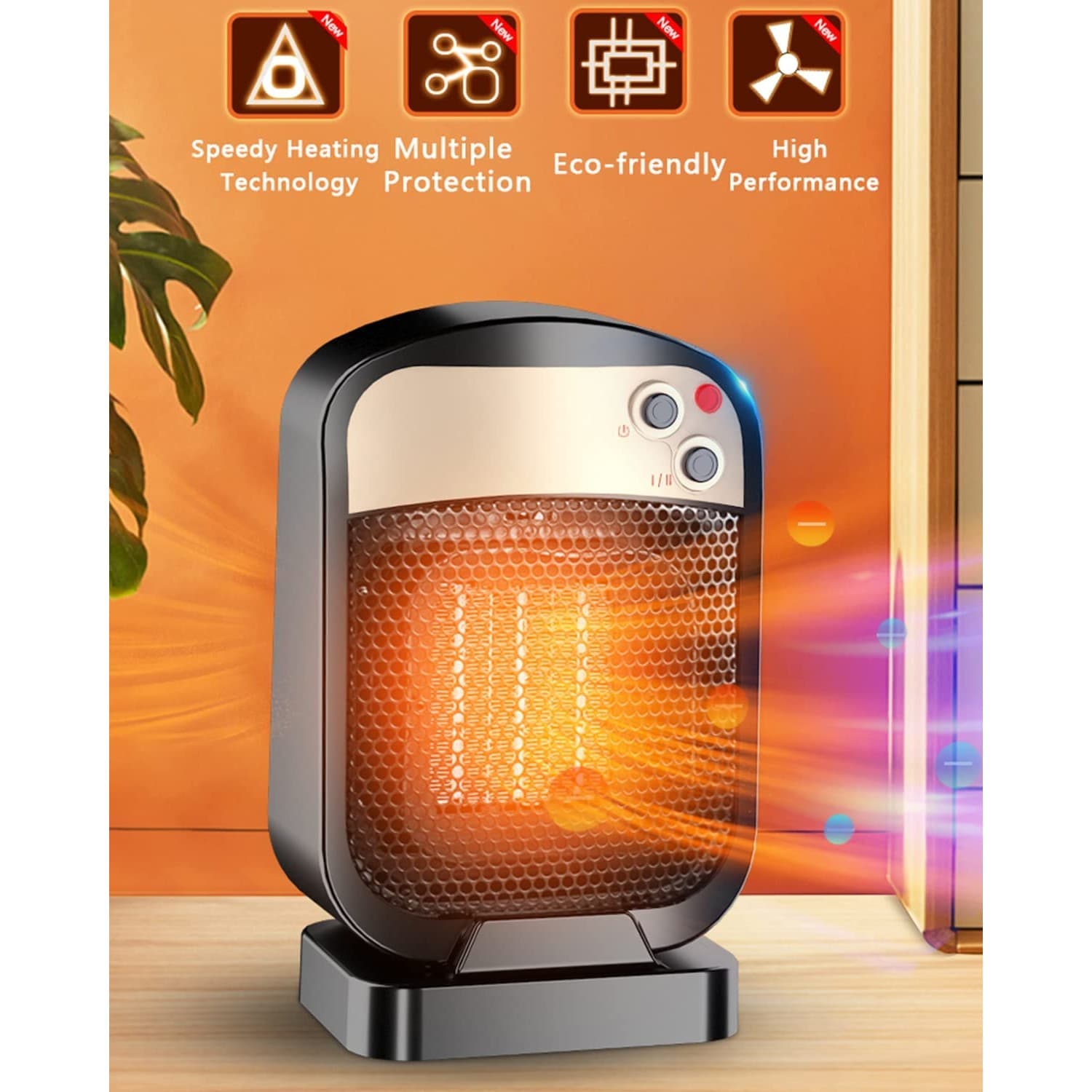 Radiator electric vertical Flippy 1800W 3 trepte de putere Negru — imagine 5