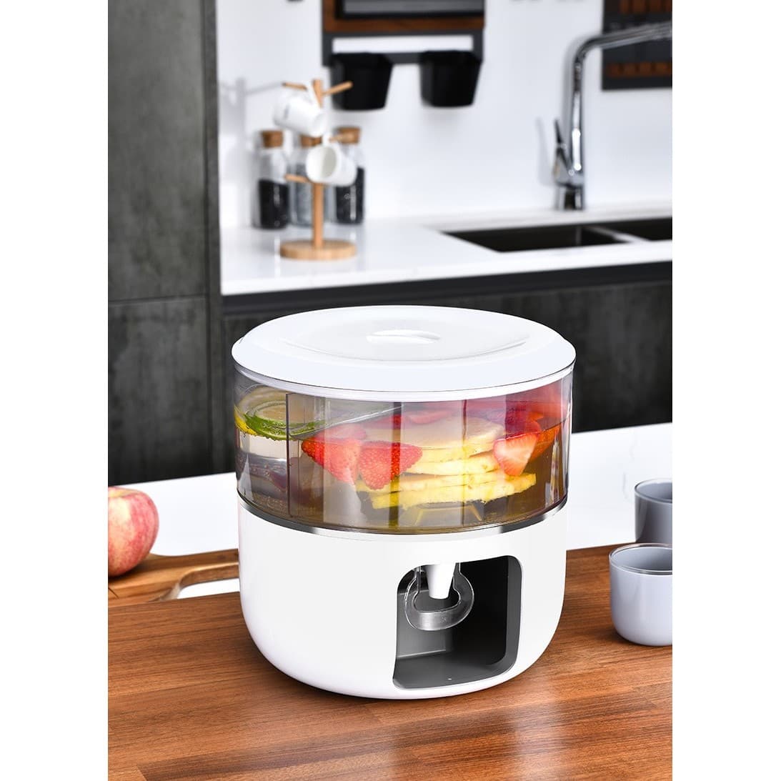 Dozator de apa, 3 compartimente rotative, capacitate 3l, Flippy, alb — imagine 4